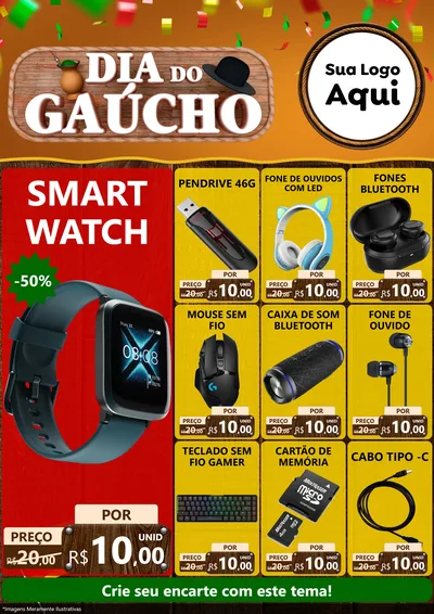 Modelo de Encarte para Encarte A4 Vertical com o tema Dia do Gaúcho para Informática