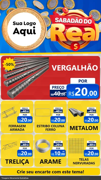 Modelo de Rede Social para Stories com o tema Sabadão do Real para Ferragens