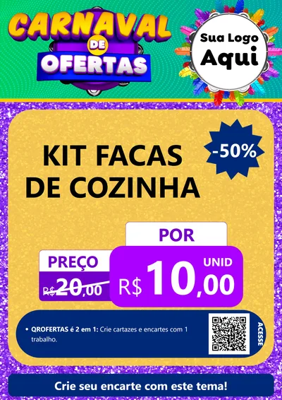 Modelo de Cartaz para Cartaz A4 Vertical com o tema Carnaval de Ofertas para Utilidades Domésticas
