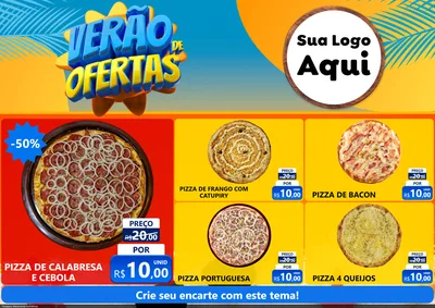 Modelo de Encarte para Encarte A4 Horizontal com o tema Verão de Ofertas para Pizzaria