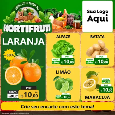 Modelo de Rede Social para Feed Facebook com o tema Final de semana do Hortifruti para Hortifrúti