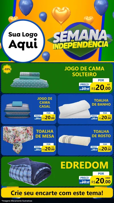 Modelo de TV para TV Vertical com o tema Semana da Independência para Cama, Mesa e Banho