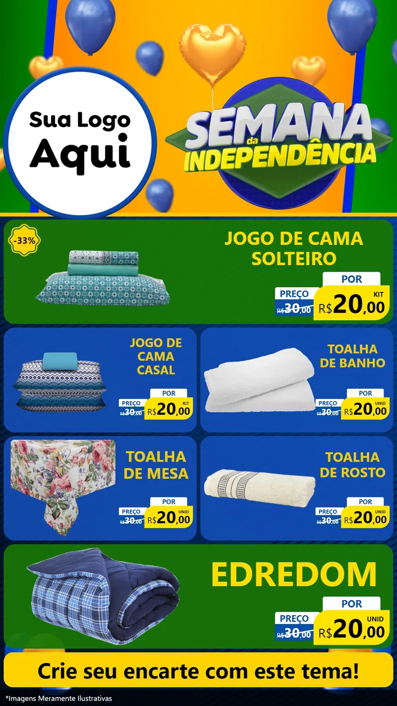 Modelo de TV para TV Vertical com o tema Semana da Independência para Cama, Mesa e Banho