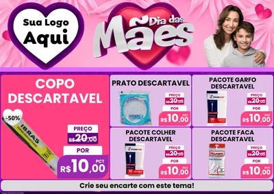 Modelo de Encarte para Encarte A4 Horizontal com o tema Dia das Mães para Embalagens