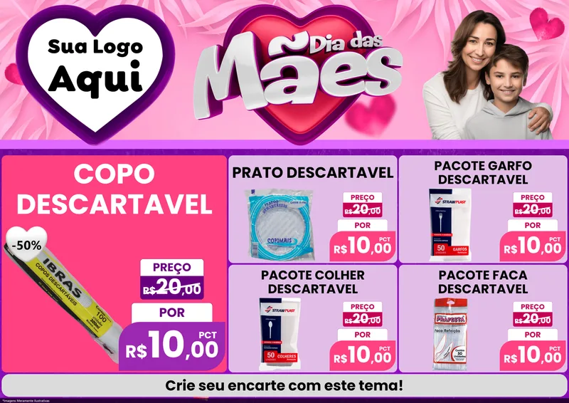 Modelo de Encarte para Encarte A4 Horizontal com o tema Dia das Mães para Embalagens
