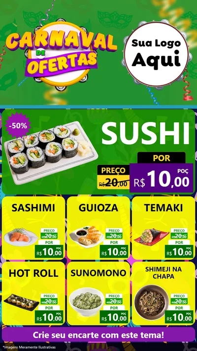 Modelo de Rede Social para Stories com o tema Carnaval de Ofertas para Comida japonesa