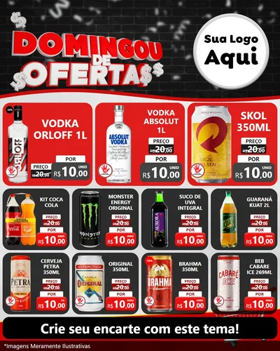 Modelo de Rede Social para Feed Instagram com o tema Domingou de Ofertas para Distribuidora de bebidas