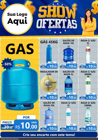 Modelo de Encarte para Encarte A4 Vertical com o tema Show de Ofertas para Água e gás