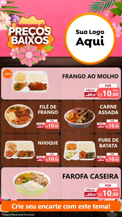 Modelo de TV para TV Vertical com o tema Primavera de Preços Baixos para Restaurante
