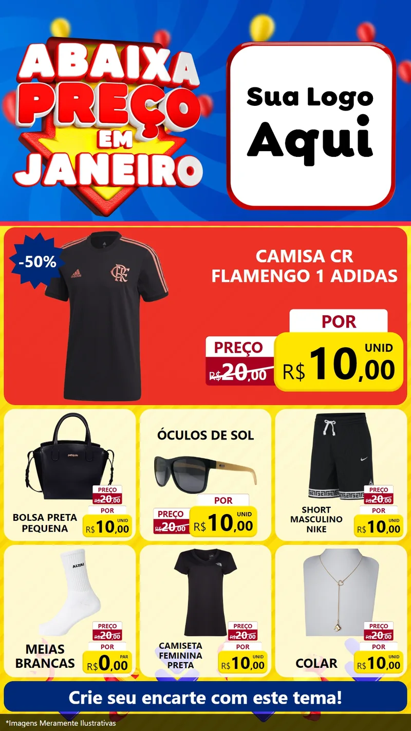 Modelo de Rede Social para Stories com o tema Abaixa Preço em Janeiro para Roupas e acessórios