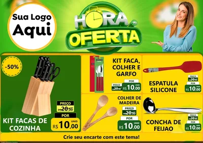 Modelo de Encarte para Encarte A4 Horizontal com o tema Hora da Oferta para Utilidades Domésticas