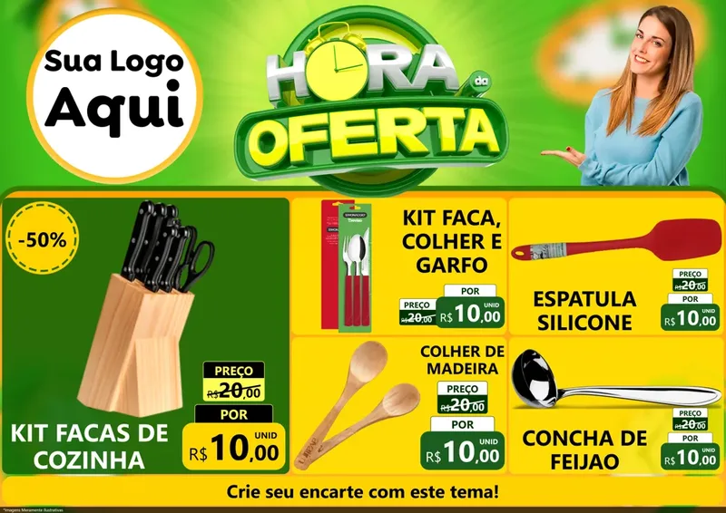 Modelo de Encarte para Encarte A4 Horizontal com o tema Hora da Oferta para Utilidades Domésticas