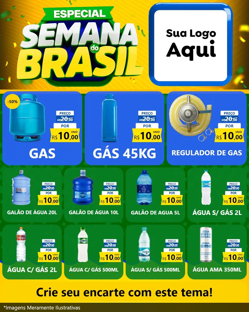 Modelo de Rede Social para Feed Instagram com o tema Especial Semana do Brasil para Água e gás