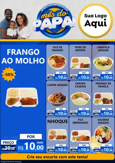 Modelo de Encarte para Encarte A4 Vertical com o tema Ofertas Imperdíveis Mês Do Papai para Restaurante