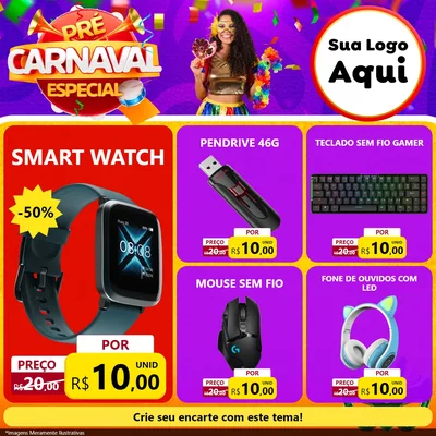 Modelo de Rede Social para Feed Facebook com o tema Pré-Carnaval Especial para Informática