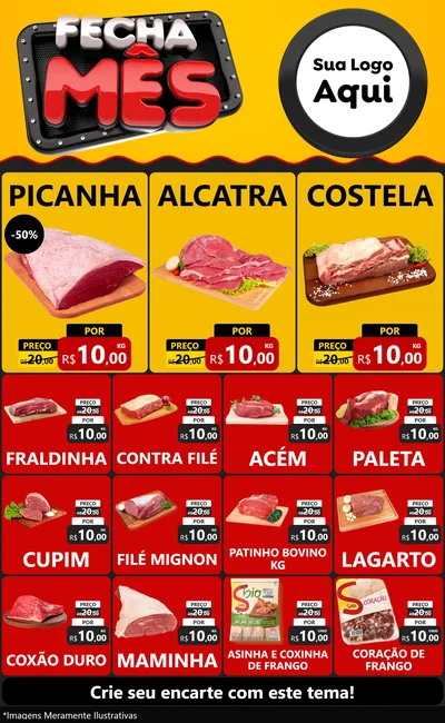 Modelo de Encarte para Encarte Grande com o tema Fecha Mês para Açougue