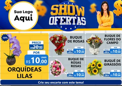 Modelo de Encarte para Encarte A4 Horizontal com o tema Show de Ofertas para Floricultura e jardim
