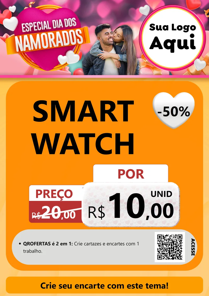 Modelo de Cartaz para Cartaz A4 Vertical com o tema Especial Dia dos Namorados para Informática
