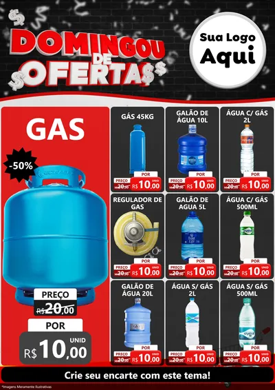 Modelo de Encarte para Encarte A4 Vertical com o tema Domingou de Ofertas para Água e gás