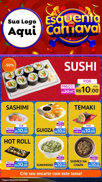 Modelo de Rede Social para Stories com o tema Esquenta de Carnaval para Comida japonesa