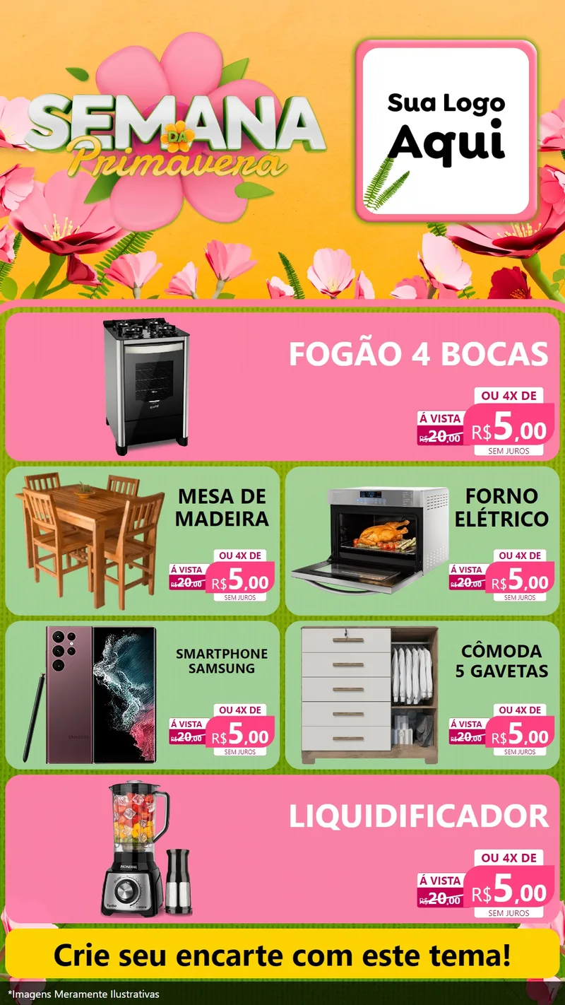 Modelo de TV para TV Vertical com o tema Semana da Primavera para Móveis e Eletro