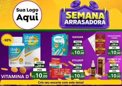 Modelo de Encarte para Encarte A4 Horizontal com o tema Semana Arrasadora para Farmácia