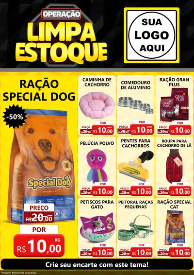 Modelo de Encarte para Encarte A4 Vertical com o tema Operação Limpa Estoque para Pet Shop