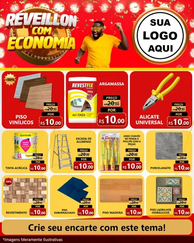 Modelo de Rede Social para Feed Instagram com o tema Réveillon com Economia para Material para Construção