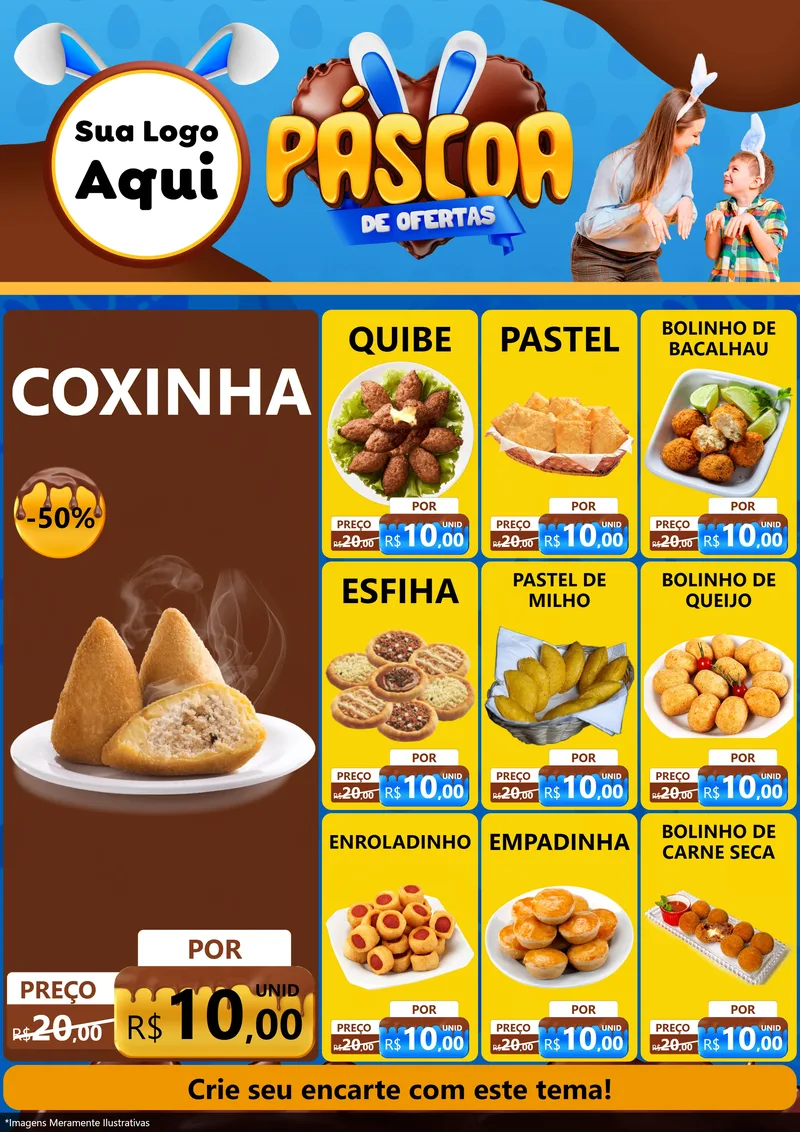 Modelo de Encarte para Encarte A4 Vertical com o tema Páscoa de Ofertas para Salgadaria