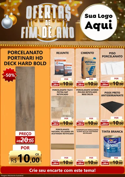 Modelo de Encarte para Encarte A4 Vertical com o tema Ofertas de Fim de Ano para Pisos e revestimentos