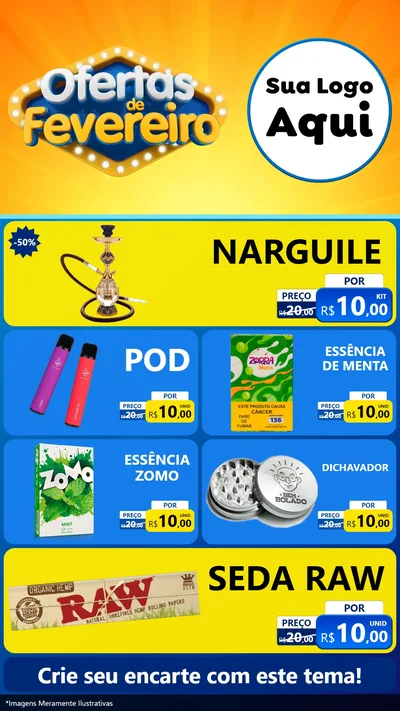 Modelo de TV para TV Vertical com o tema Ofertas de Fevereiro para Tabacaria