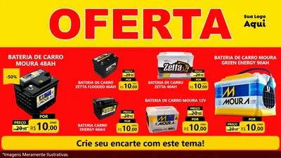 Modelo de TV para TV Horizontal com o tema OFERTA - Vermelho Cartaz para Baterias Elétricas