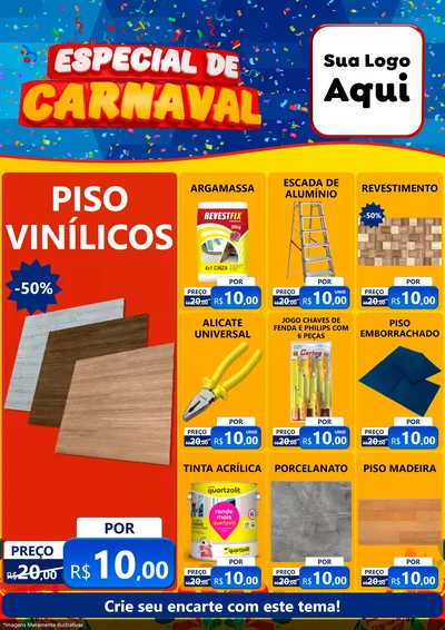 Modelo de Encarte para Encarte A4 Vertical com o tema Especial de Carnaval para Material para Construção