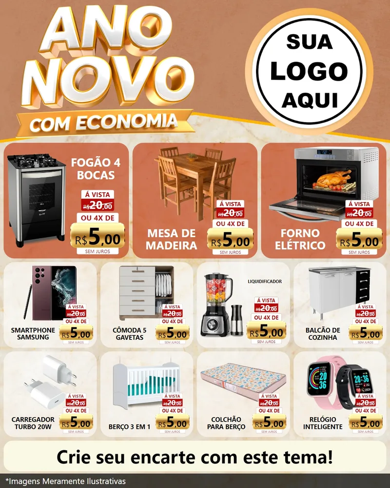 Modelo de Rede Social para Feed Instagram com o tema Ano Novo Com Economia para Móveis e Eletro