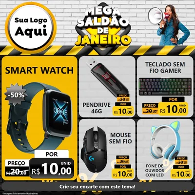 Modelo de Rede Social para Feed Facebook com o tema Mega Saldão de Janeiro para Informática