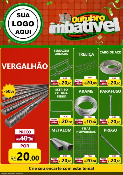 Modelo de Encarte para Encarte A4 Vertical com o tema Outubro Imbatível para Ferragens