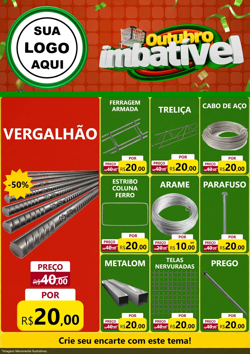 Modelo de Encarte para Encarte A4 Vertical com o tema Outubro Imbatível para Ferragens