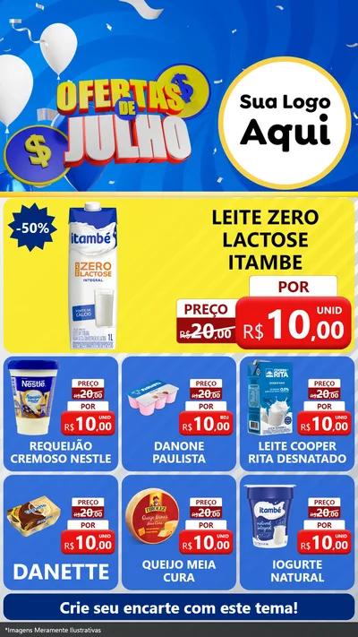 Modelo de Rede Social para Stories com o tema Ofertas de Julho para Frios e Laticínios