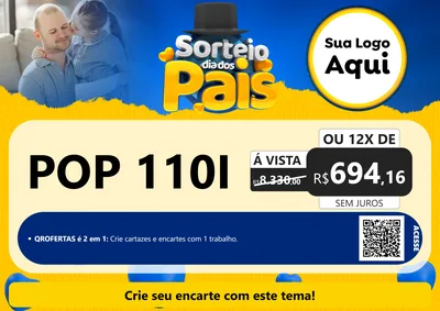 Modelo de Cartaz para Cartaz A4 Horizontal com o tema Sorteio Dia Dos Pais para Concessionaria de Motos