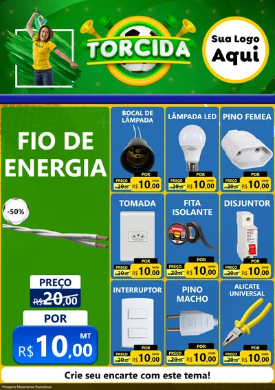Modelo de Encarte para Encarte A4 Vertical com o tema Torcida para Materiais Elétricos