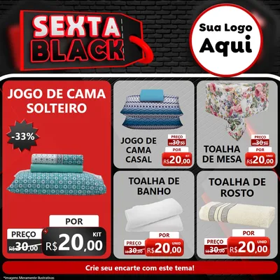 Modelo de Rede Social para Feed Facebook com o tema Sexta Black para Cama, Mesa e Banho