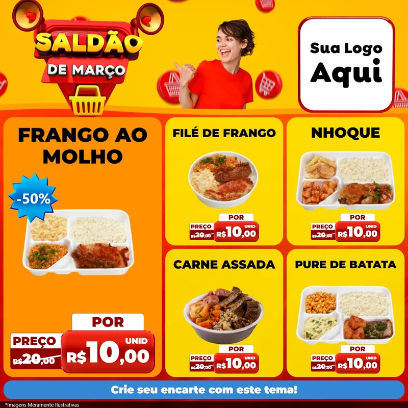 Modelo de Rede Social para Feed Facebook com o tema Saldão de Março para Restaurante