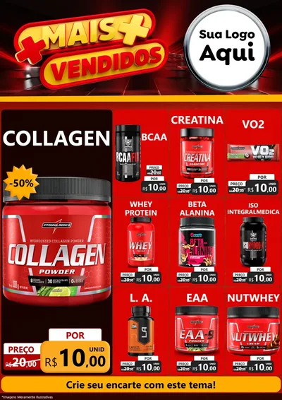 Modelo de Encarte para Encarte A4 Vertical com o tema Mais Vendidos para Suplementos alimentares