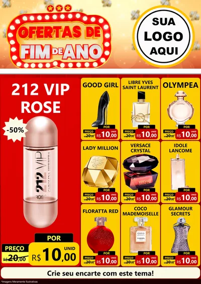 Modelo de Encarte para Encarte A4 Vertical com o tema Ofertas de Fim de Ano para Perfumes
