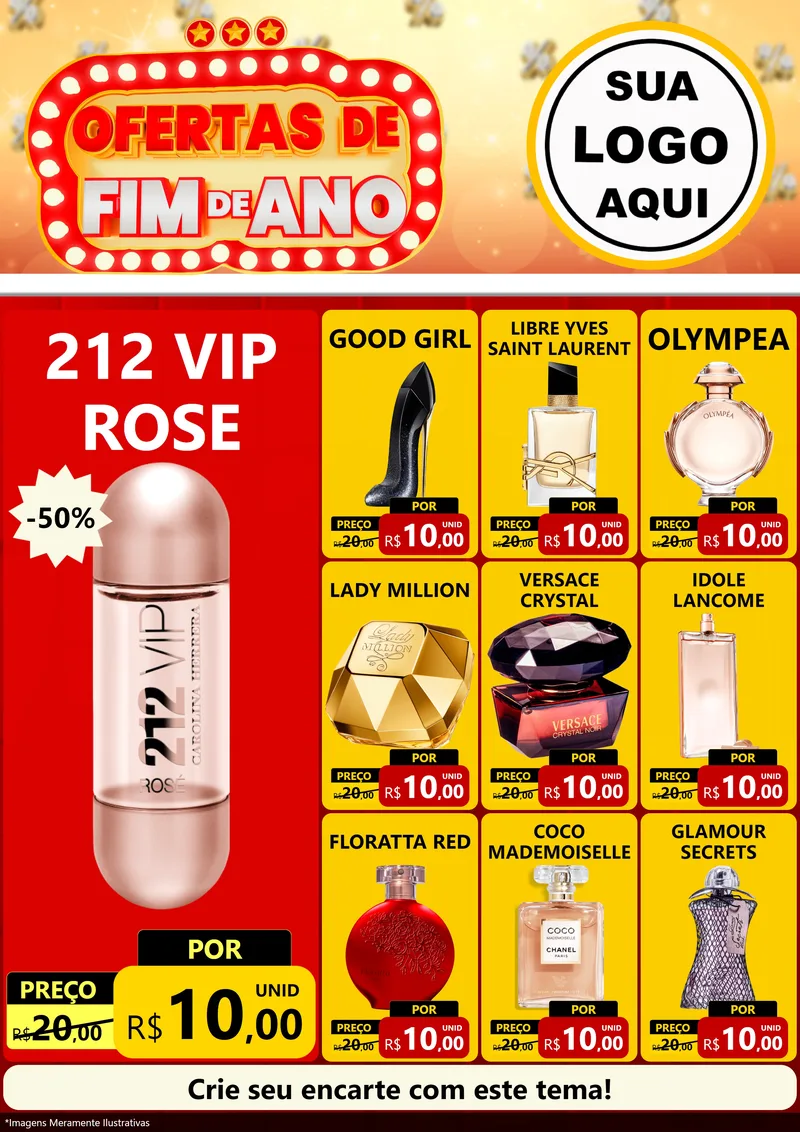 Modelo de Encarte para Encarte A4 Vertical com o tema Ofertas de Fim de Ano para Perfumes