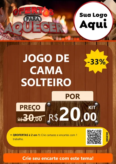 Modelo de Cartaz para Cartaz A4 Vertical com o tema Ofertas Para Aquecer para Cama, Mesa e Banho