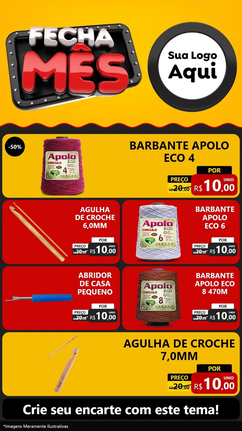 Modelo de TV para TV Vertical com o tema Fecha Mês para Armarinho e Aviamentos