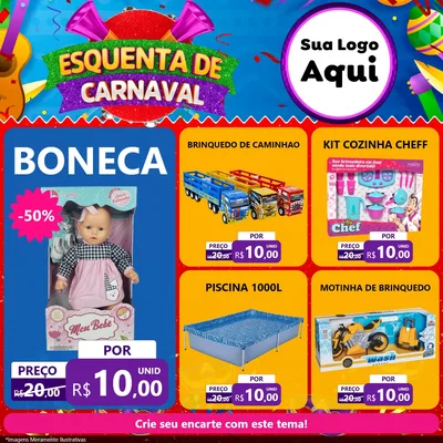 Modelo de Rede Social para Feed Facebook com o tema Esquenta de Carnaval para Brinquedos