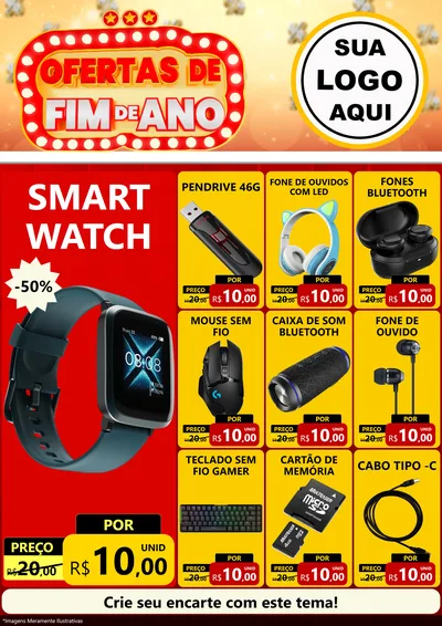 Modelo de Encarte para Encarte A4 Vertical com o tema Ofertas de Fim de Ano para Informática