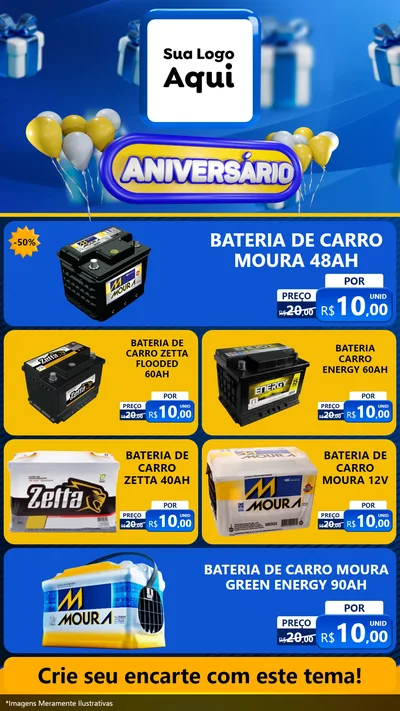 Modelo de TV para TV Vertical com o tema Aniversário para Baterias Elétricas